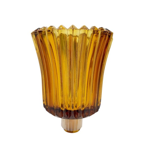 3 Homco Peg Votive Cup Candle Holder Amber Glass Ribbed Autumn Fall Home Decor - Picture 7 of 10